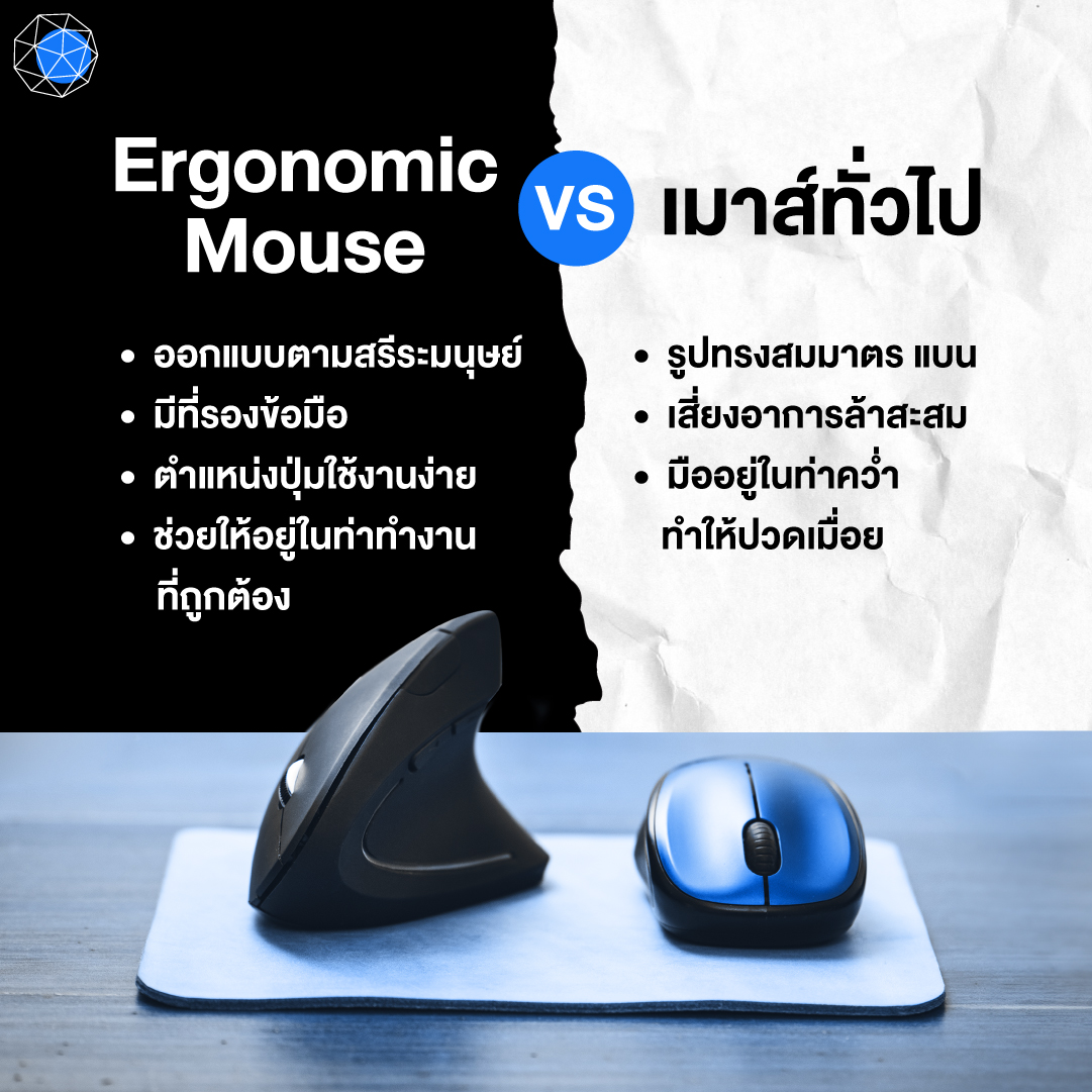 Ergonomic Mouse เมาส์ทั่วไป ต่างกันอย่างไร